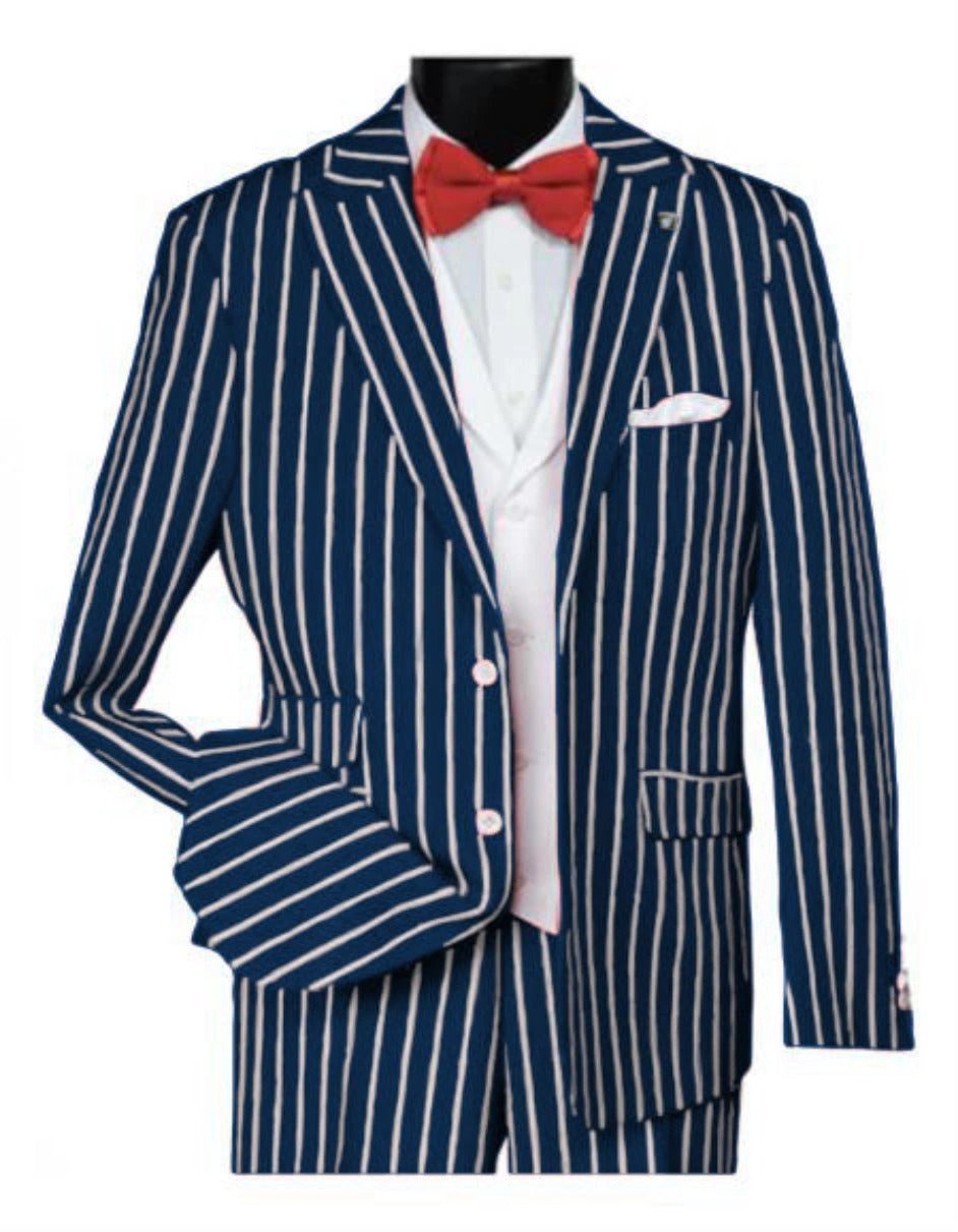 Navy-Blau: 1920er Jahre Gangster Anzug für Herren – Stilvoll & Kühn – Pinstripe-Look.
